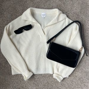 White Collared Sweater